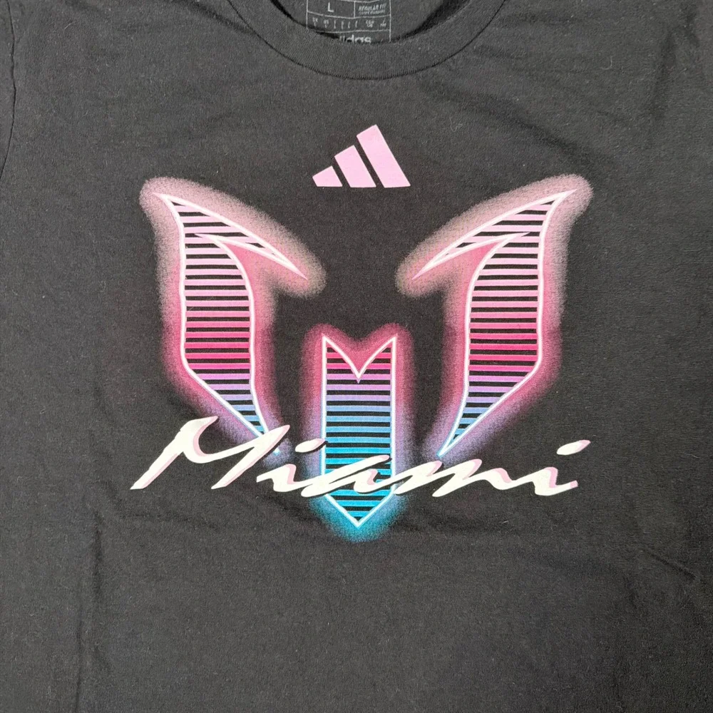 Adidas Messi Inter Miami T-Shirt Mens Large‎ Black Graphic Tee